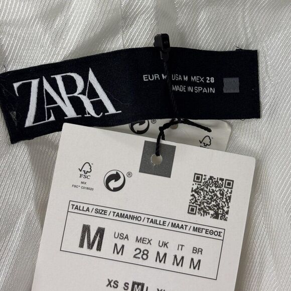 Zara Womens Tuxedo Blazer Suit Jacket Size M White Satin Lapel 7855/542 NWT - Picture 4 of 12